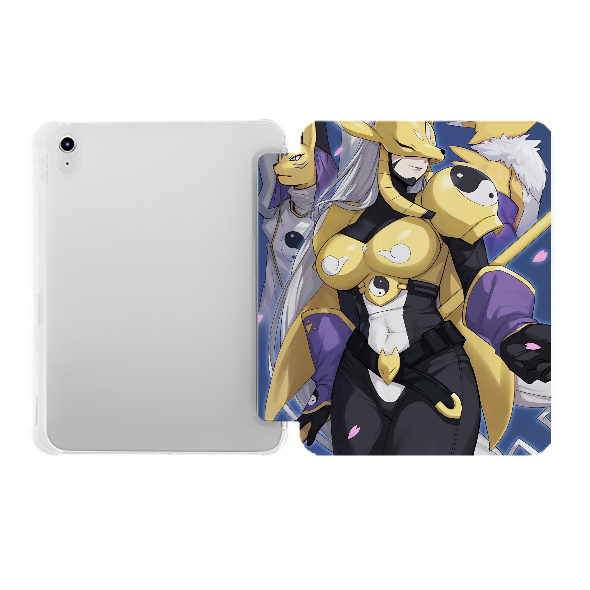 （画像用） Digimon デジタルモンスター/デジモン IPad ケース ペン収納付き 三つ折りスタンド PUレザー×シリコン 対応機種9.5/10.5/10.9インチ